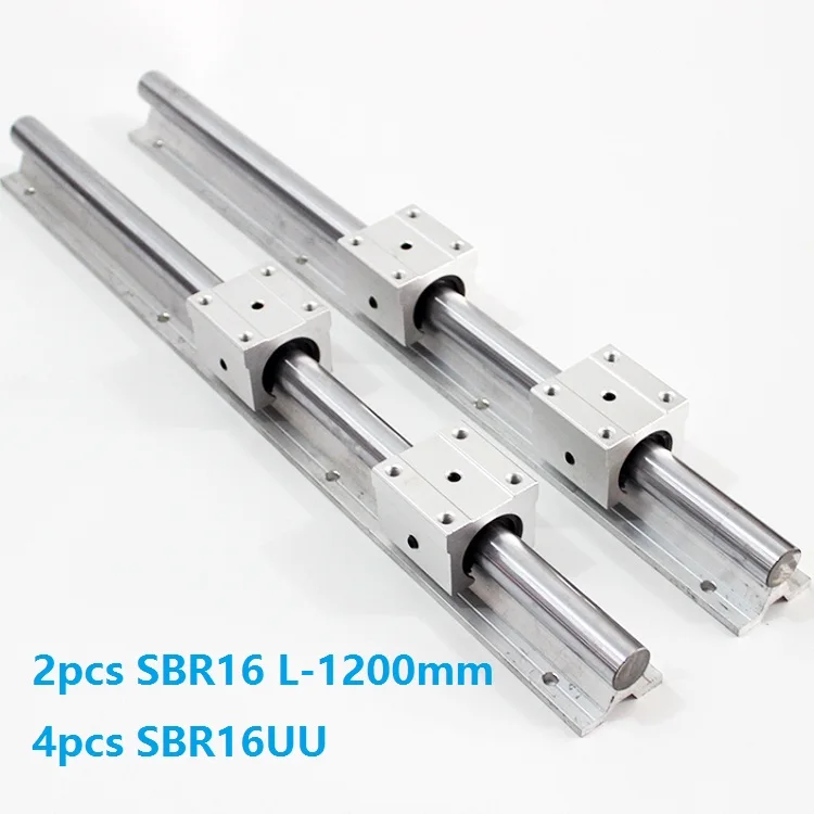 

2pcs SBR16 L-1200mm support rail linear guide + 4pcs SBR16UU linear bearing blocks for CNC router parts