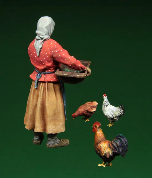 Unpainted Kit 1/35  RUSSIAN OLD WOMAN AND HENS  figure Resin Figure Model Kit Resin Kit Unassambled