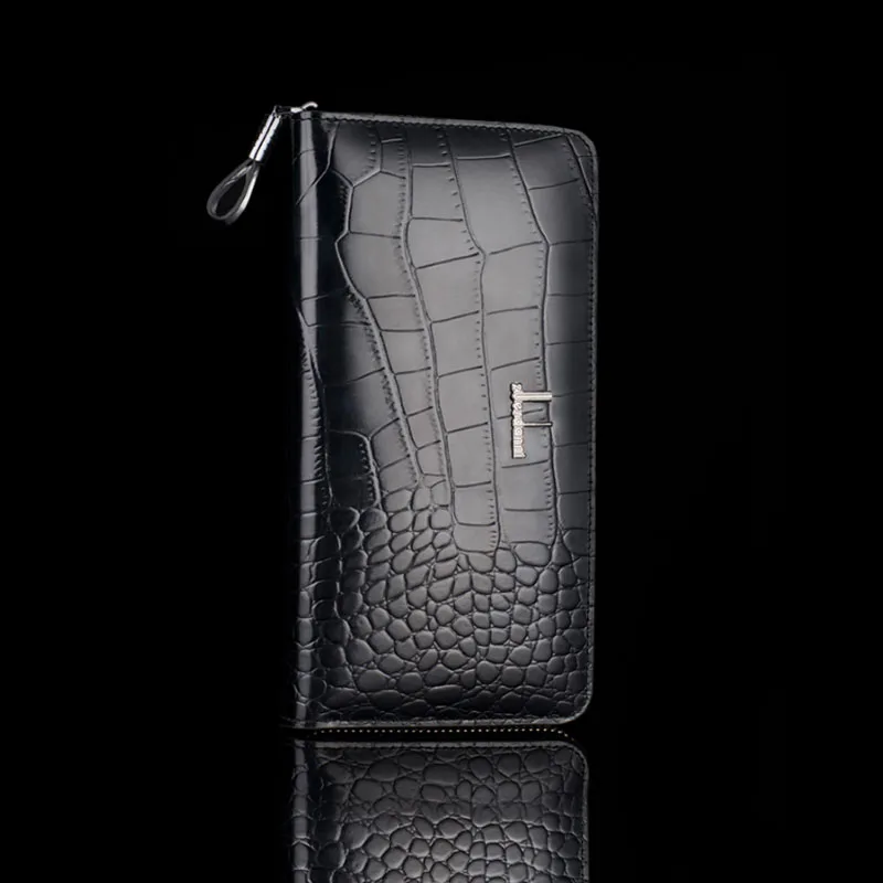 Male genuine Leather Wallet Zipper multi-funtion men wallets long purse crocodile man handbag