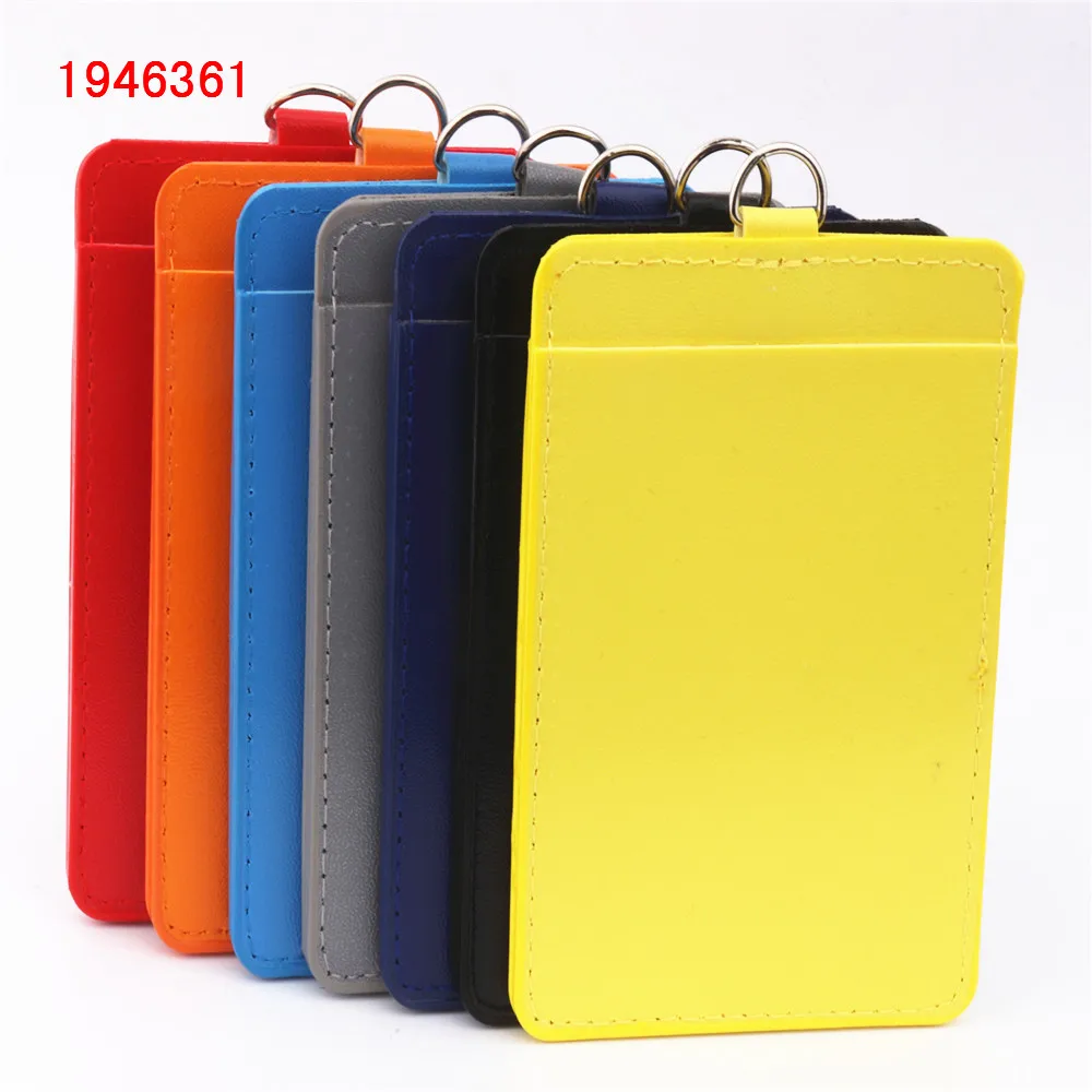 Luxury quality 610 PU Leather material double card sleeve ID Badge Case Clear Bank Credit Card Badge Holder Accessories