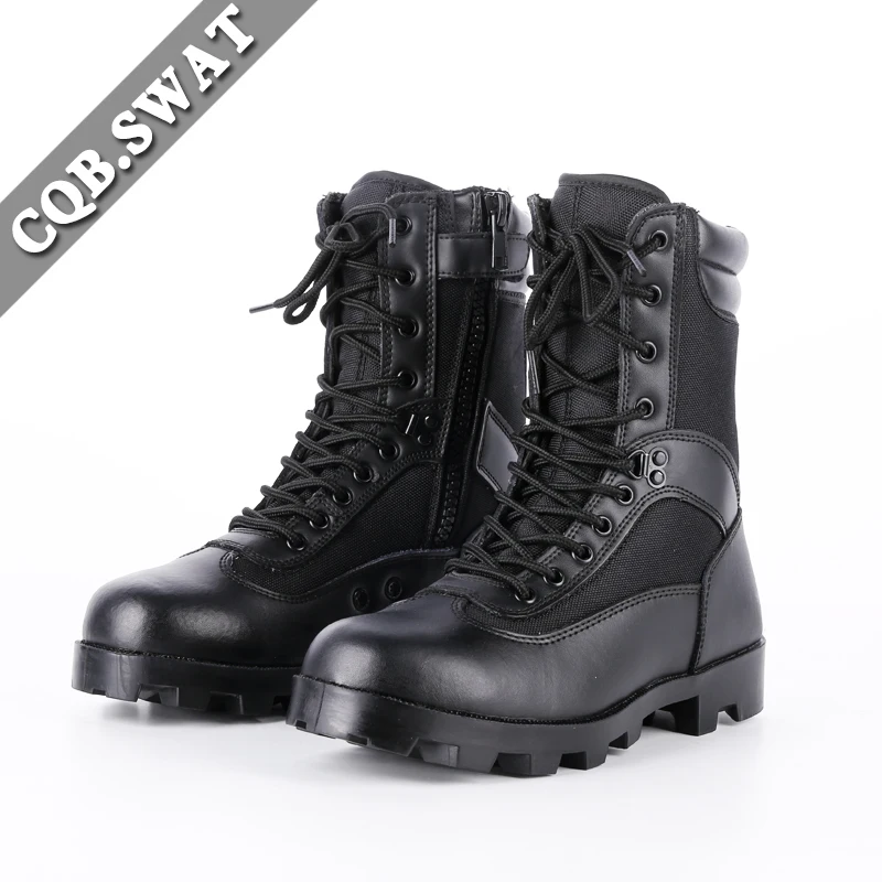 CQB.SWAT Spring Breathable Men Panama Rubber Sole Black Outdoor Work Boots Black Combat Tactical Jungle Boots with Zip