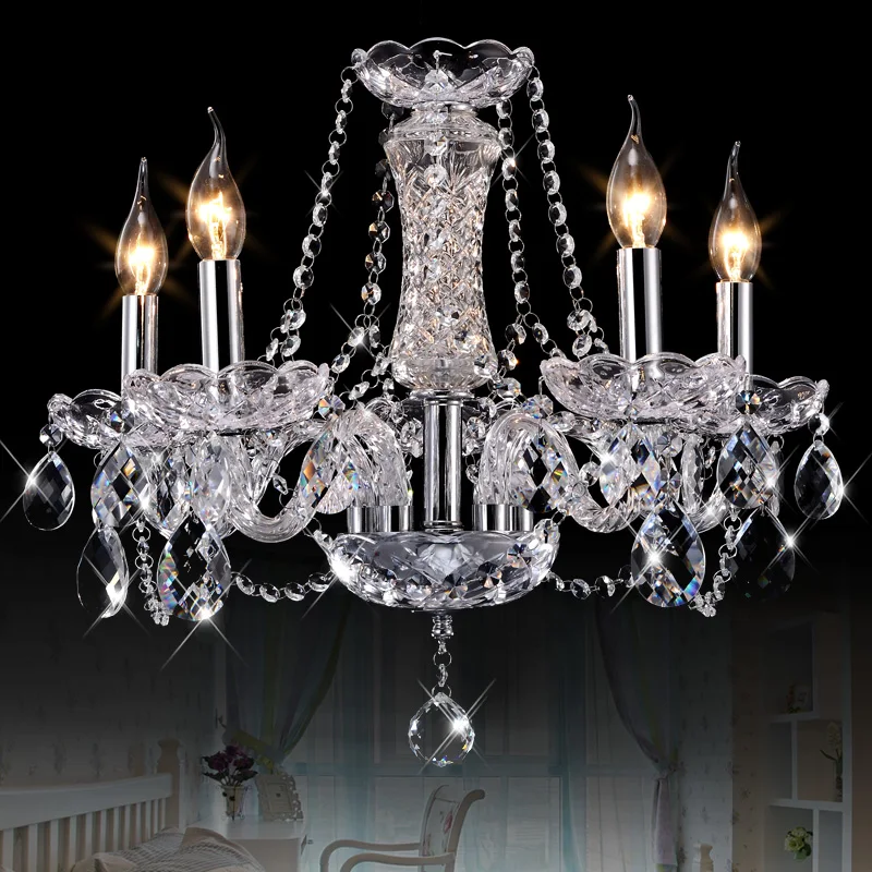 

European Style Crystal Chandeliers Creative Bedroom Restaurant Aisle Lighting Fixtures American Light Meal Candle Hanging Lamp