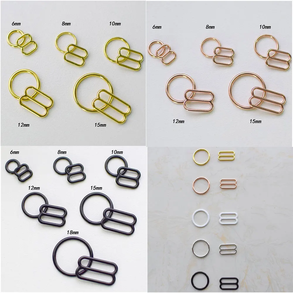 Wholesale 10 sets / lot wholesale various sizes  of bra rings and sliders bra strap adjusters bra making materials