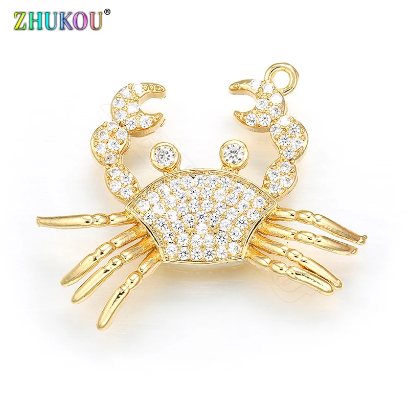 ZHUKOU 23x29mm Cute Crab Charms for women and Ladies Necklace&Earrings Handmade Pendant jewelry accessories model:VD407