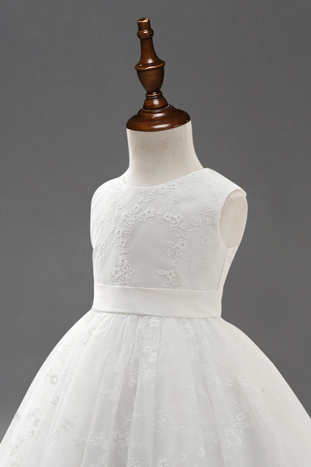 Robe de Rhen dentelle pour filles, longueur genou, broderie de fleurs, col rond, costume de fête de mariage, vêtements décontractés pour enfants, 3-12 ans