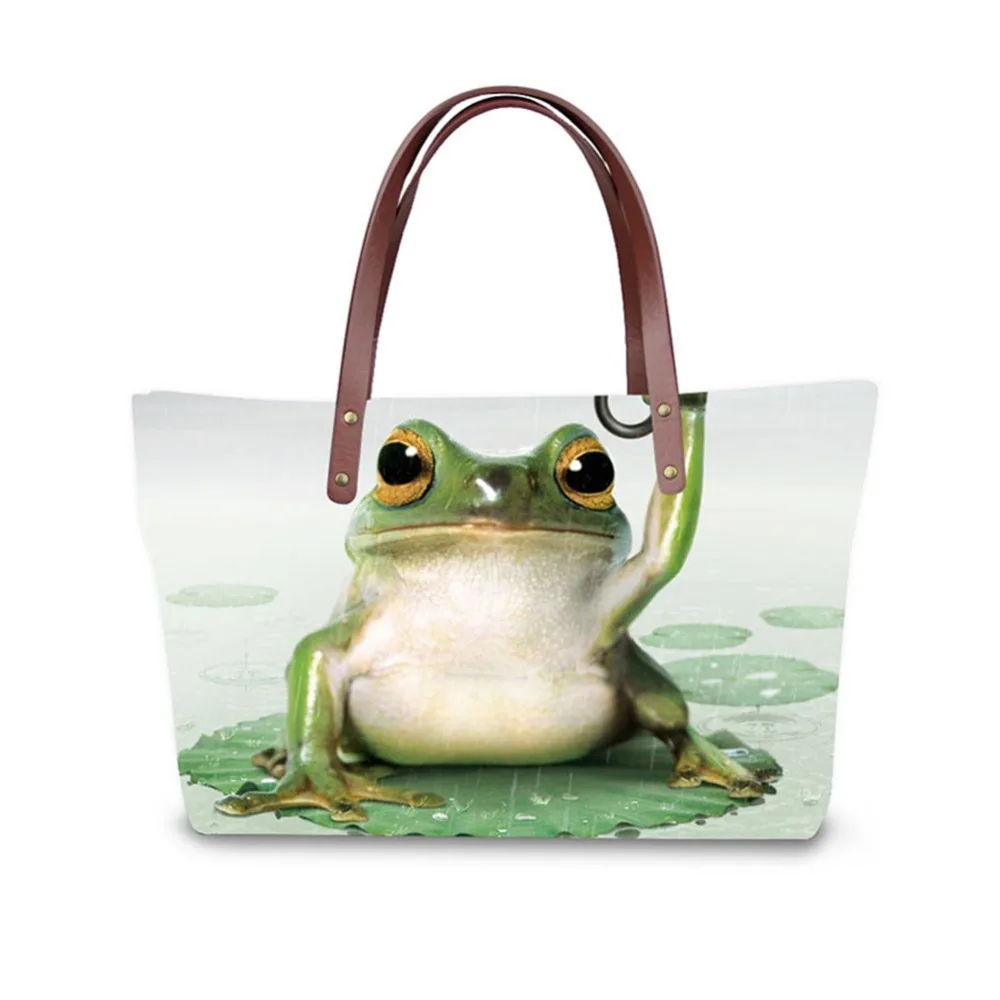 3D frog print ladies handbag women lovely note pattern handbags handbag+messenger bag+purse multifuction bags