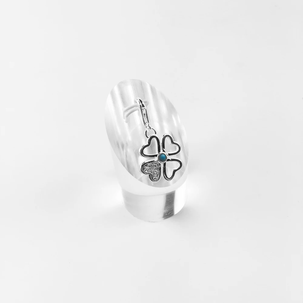 Four Leaf Clover Lucky Charms Pendant,Fashion Jewelry 925 Sterling Silver Trendy Gift For Women Men Fit Bracelet Necklace Bag
