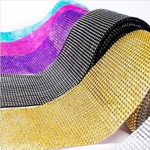 10 Yards Per Roll 24 Rows Diamond Mesh Rhinestone Wrap Shiny Crystal Ribbon For Wedding Centerpieces Party Decorations Supplies