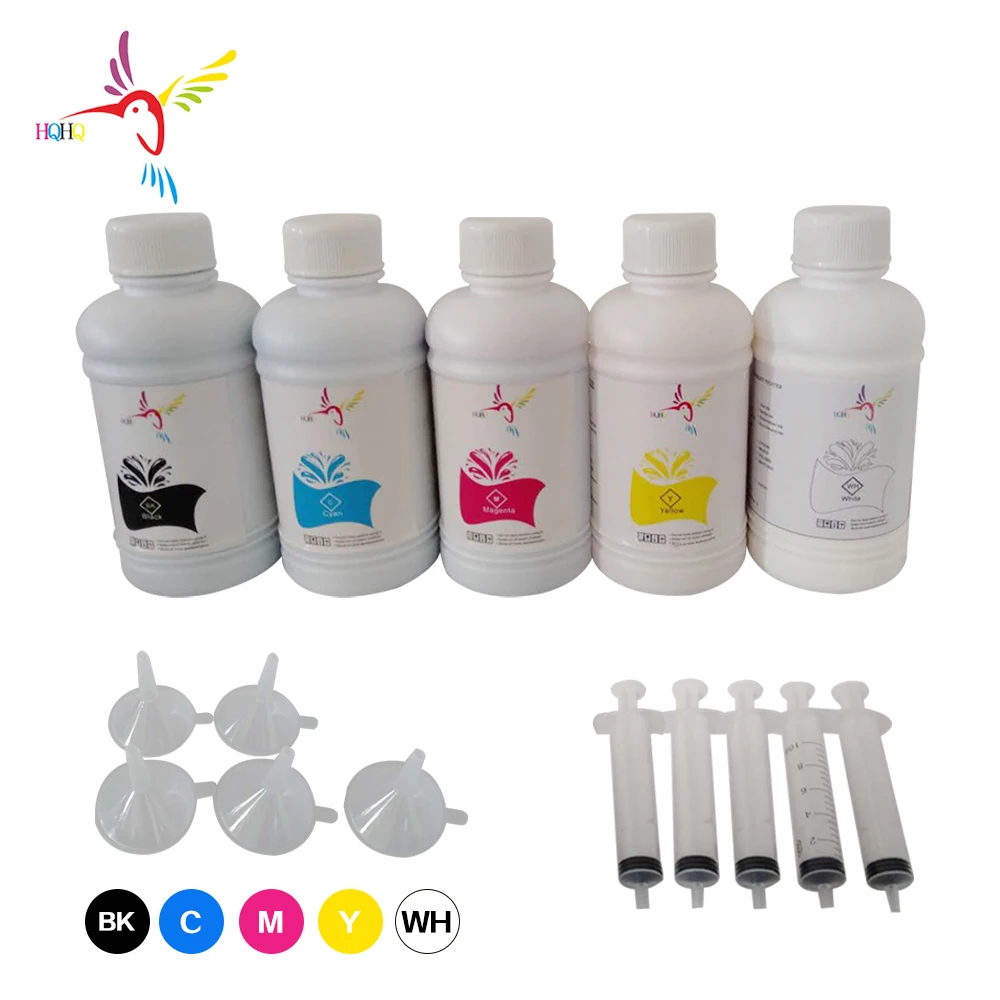 

5 Colors Available 250ml DTG Textile Pigment Ink Compatible for Epson L800 L801 L805 1390 1400 1410 1430 Printer