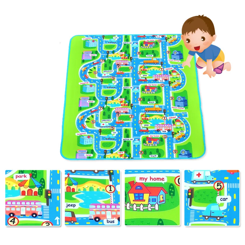 

Waterproof Outdoor Picnic Happy City Pattern Baby Climb Ground Crawling Play Creeping Mat Climb Pad Moistureproof Camping Mat