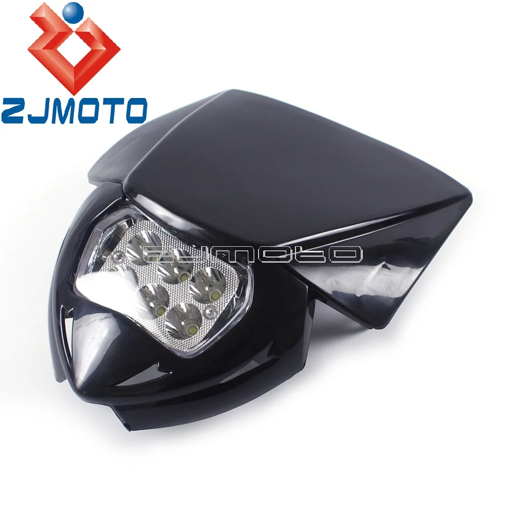 Universal Motorcycle Dirt Bike LED Headlight Fairing For Suzuki DR KLR KLX KX XT YZ EXC XC MX Enduro Supermoto Headlamp Mask