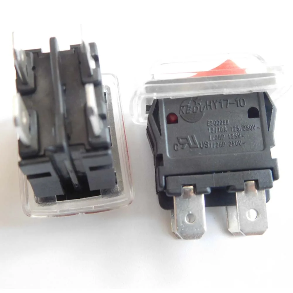 2pcs KEDU HY17-10 4 Pins Waterproof Push Button Switches ON-OFF Electric Tool Pushbutton Rocker Switch 125/250V 12/10A 1/2HP