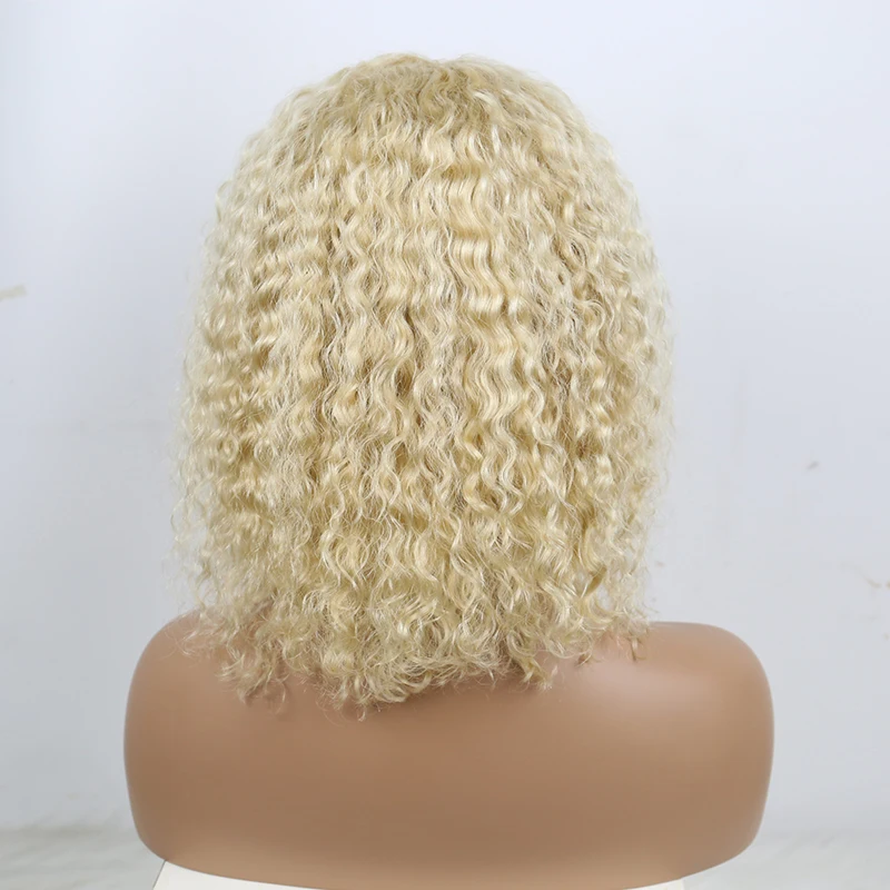 Kinky Curly Lace Front Wig 613 Honey Blonde HD Transparent Lace Short Bob 13x6 Human Hair Wigs Brazilian Dolago Colorful Wig image 3