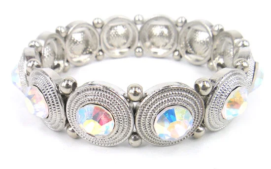 fashion AB crystal Metal charm alloy beads lady stretch bracelet