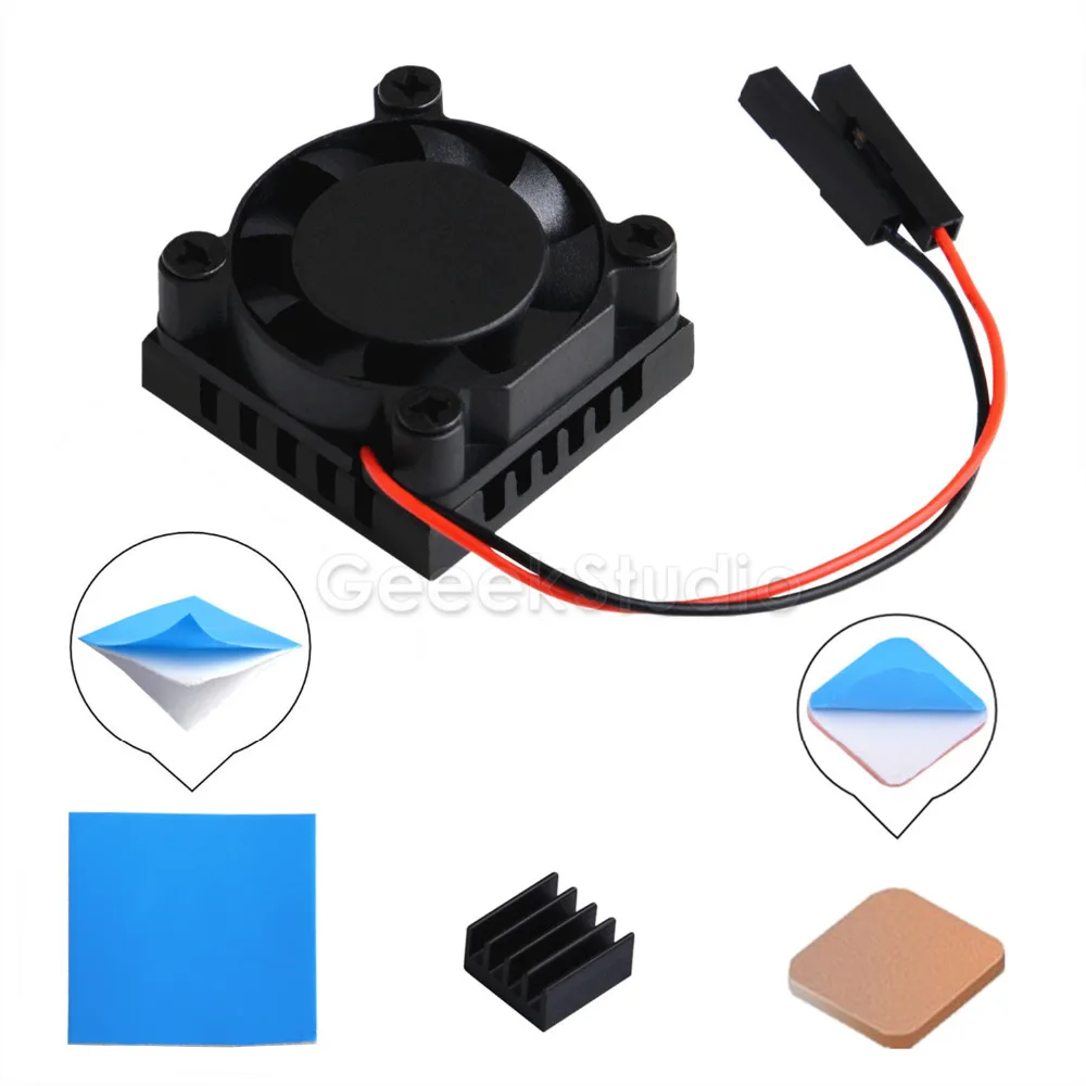 New In Stock! Square Cooling Fan 1/2 Dual Fan with Heatsink Cooler Kit For Raspberry Pi 3B+ (3B Plus) / 3 B / 2B/B+