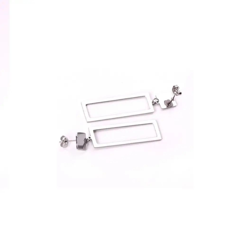 LUXUSTEEL Classic Style Geometry Rectangle Drop Earrings Stainless Steel Golden Color Hollow Out Earrings Fashion Jewelry Party