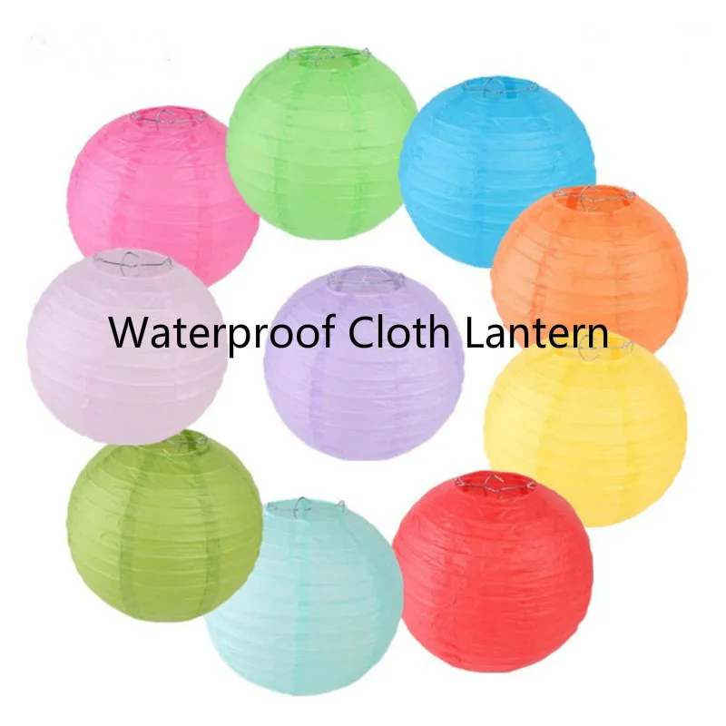 14inch (35cm) Chinese Round Waterproof Silk Cloth Lantern for Wedding Party Household Hanging Lamps Festival Decoration Supplies