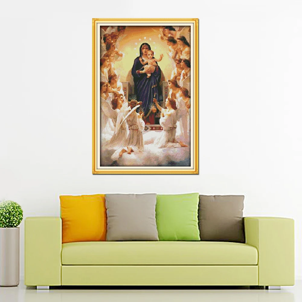 Joy Sunday The Virgin Mary And Her Son Pattern Cross-stitch Set Printed On Canvas embroidery Cross Stitch Kits Needlework Set