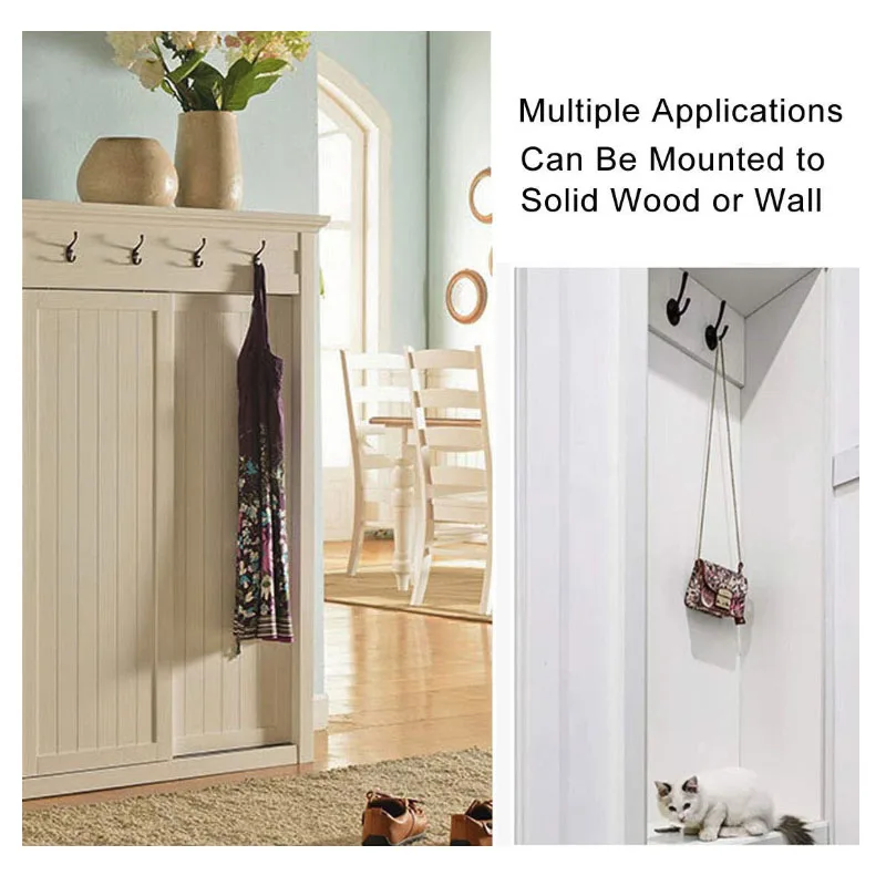 Double claw coat hook wall hanging retro double hook utility hook coat scarf bag towel key cap cup cap 10pcs image 5