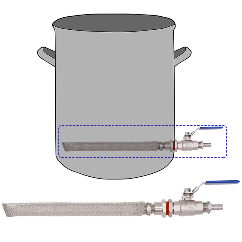 

Homebrew Weldless Kettle/Keg Convert Kit w/ 12" Bazooka Screen Beer Mash Tun 2-piece Ball Valve Kit 304 SSS