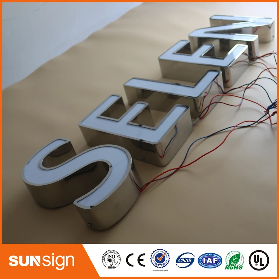 Custom Outdoor Reclame Back Lit 3D Led Brief Teken Logo