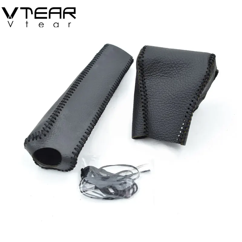 Vtear For Skoda Octavia A5 A7 Gear Shift Collars Handbrake Grips gear lever cover Interior leather car-Styling accessories parts