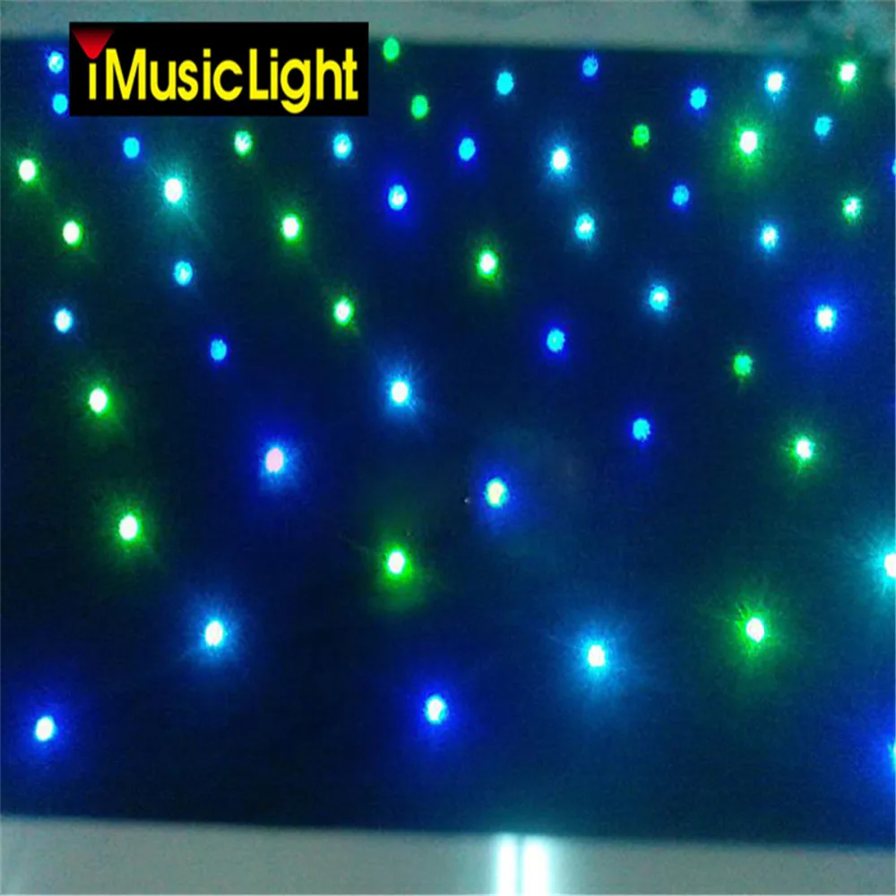 

Free shipping 4mx4m Fireproof RGB 3in1 Flexible led Star cloth stage backdrop LED curtain for DJ Pub Party Wedding Band drape