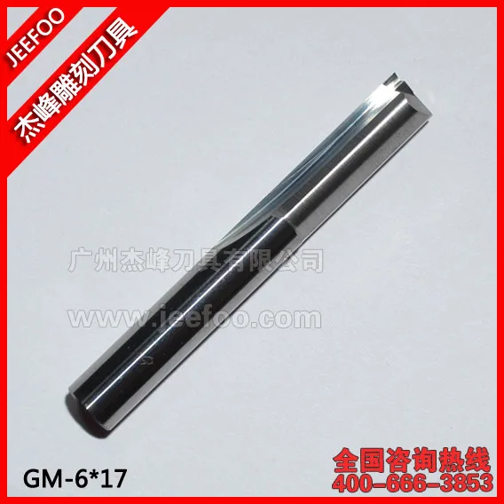 6*17mm Two Straight Flutes Cutters, CNC Engraving Tools, Carbide Router Bits for Multilayer board, Plywood, MDF, Foam