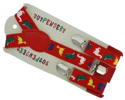 2021 New 2.5cm Wide Adjustable Red Dinosaurs Animal Print Suspenders Braces For Boys Girls