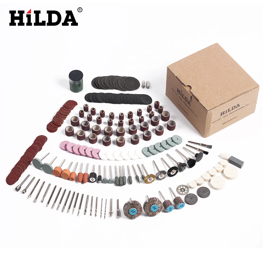 HILDA 248PCS Rotary Tool Accessories for Easy Cutting Grinding Sanding Carving and Polishing Tool Combination For Hilda Dremel