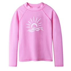 BAOHULU Long Sleeve Rashguard Kids Swimwear Girls Surf  Suit UPF 50+ Sun Protection Shirts Boys Swim Rash Guard Beach Wear