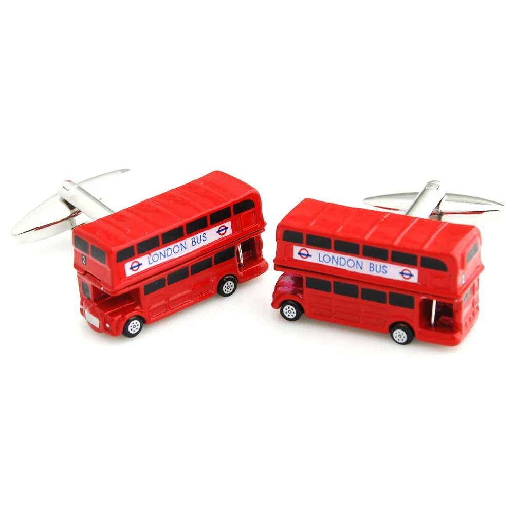 YH-1951  Novelty Vivid 3D London Bus Cufflinks - Factory Direct Wholesale