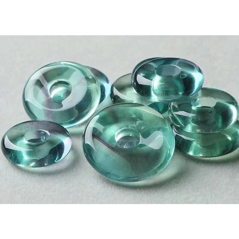 30/40mm Natural Fluorite Beads Circle Donuts Purple & Green Rainbow Beads For Jewelry Making Accessories Pendant For Women Men