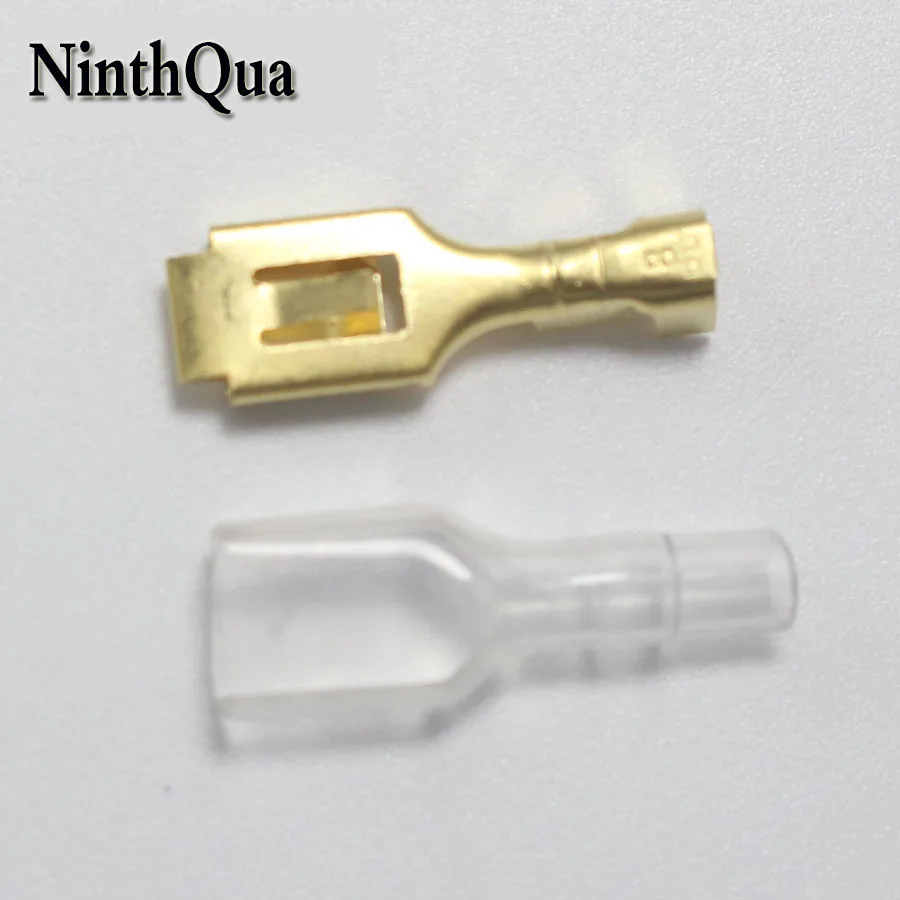 20sets Copper 6.3 Crimp Terminal with Case 6.3mm Insulated Spring Connector Female Cold Terminal with Sheath