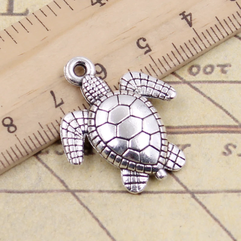 10pcs Charms Tortoise Turtle Sea 26x23mm Tibetan Silver Color Pendants Antique Jewelry Making DIY Handmade Craft