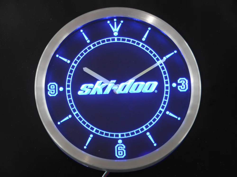 nc0174 ski-doo Snowmobiles Neon Light Signs LED Wall Clock