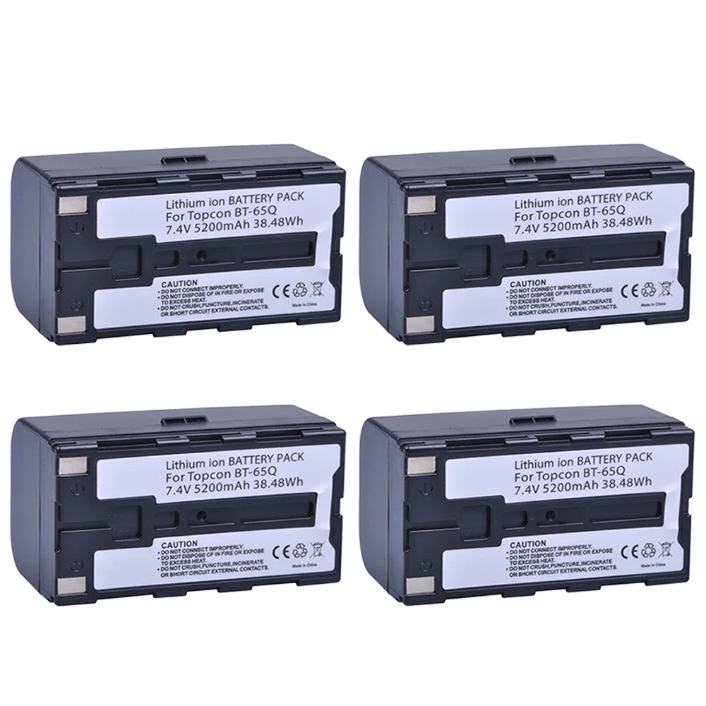 4Pcs 7.4V 5200mAh BT-65Q BT 65Q Li-Ion Battery + Rapid LCD Dual Charger Kits for Topcon GTS 900 and GPT 9000 Total Station