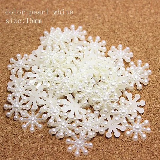 100pcs/lot 15mm flatback ABS resin snowflake pearl for scrapbooking,SP010