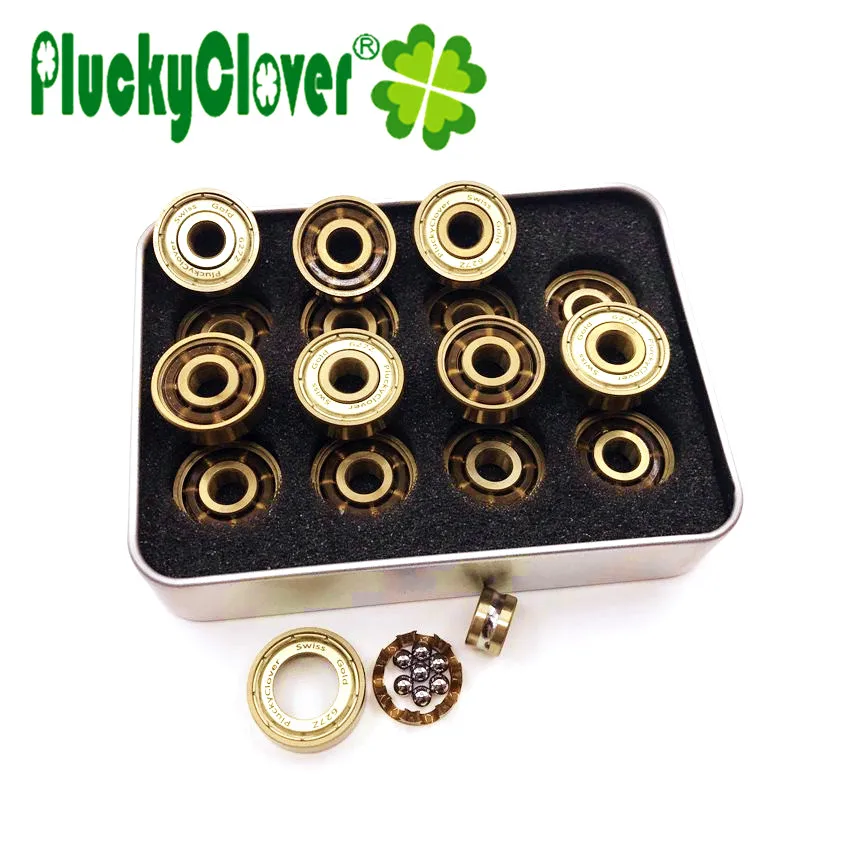 16pc 608zz/627z Gold Tatinium Skate Bearings Skateboard Longboard Parts Inline Roller Skates Scooter Quad Artistic Skate Bearing