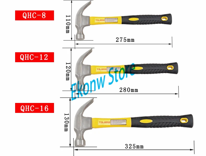 

1PC JAPAN MADE Durable Construction Metalworking Household Fiber Handle Claw Hammer Repair Hand Diy Woodworking Tools