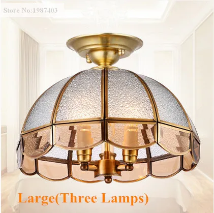 Modern rustic large copper&diamond glass Ceiling lights Handwork indoor E27 LED three lamps for porch&pavilion&stairs BRSXDD016