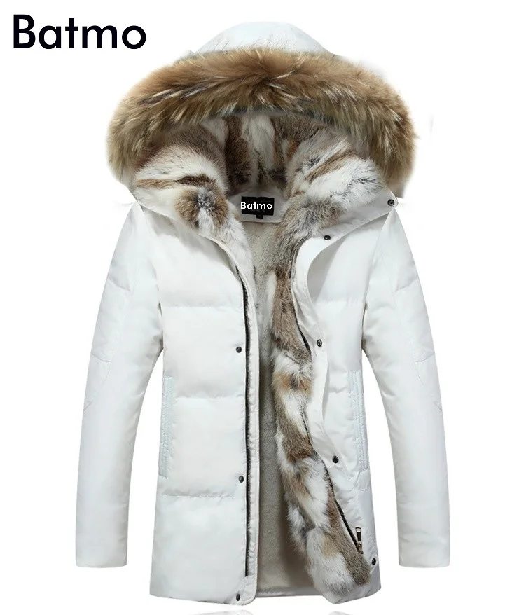 Batmo 2023 winter High Quality duck down jacket men coat parkas thick Liner male Warm Clothes Rabbit fur collar ,PLUS-SIZE 828