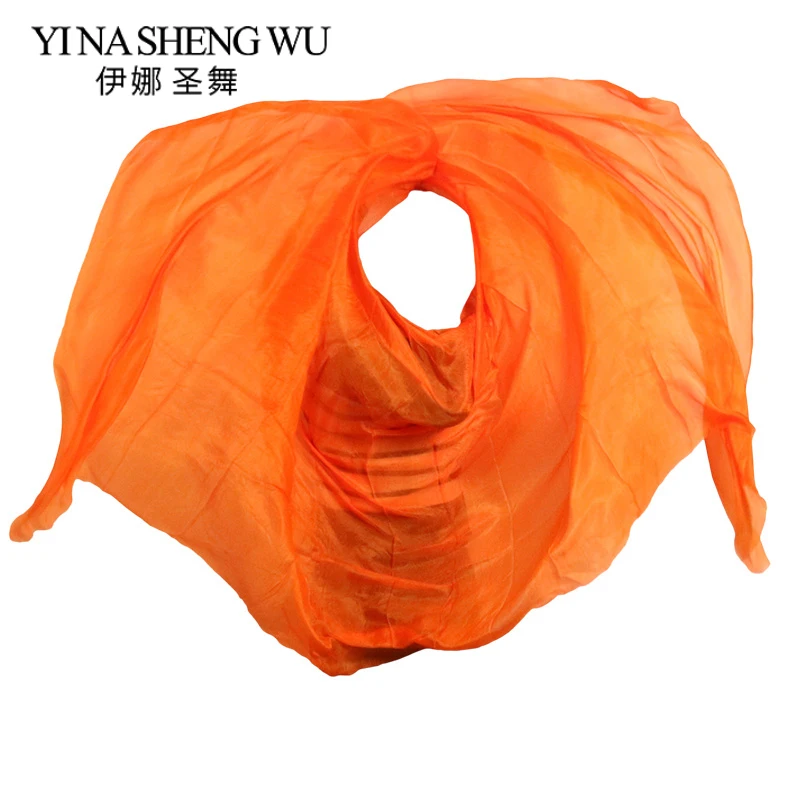 Silk Belly Dance Veil Belly Dance Props Shawl Scarf Pure Orange Color Belly Dance Practice Performance Silk Veils 250/270*114 cm