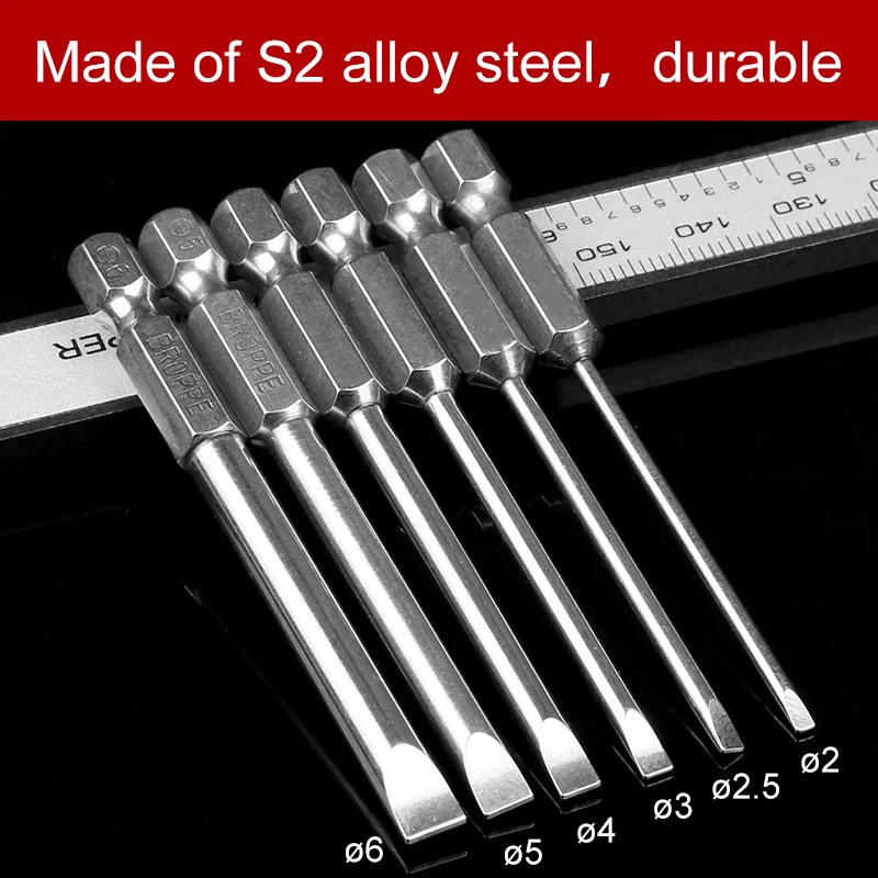 6Pcs S2 Alloy Steel Magnetic Screwdriver Set Slotted Head Screwdrivers Bits 75mm Screwdriver Set High Quality Hand Tools