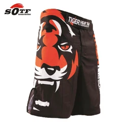 SOTF Tiger-pantalones cortos de boxeo, Muay ThaiFighting, Sanda, Bermudas, MMA, kick Boxing, lucha libre, mma