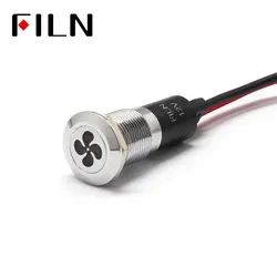 FILN 12mm Car dashboard  fan symbol led red yellow white blue green 12v led indicator light with 20cm cable