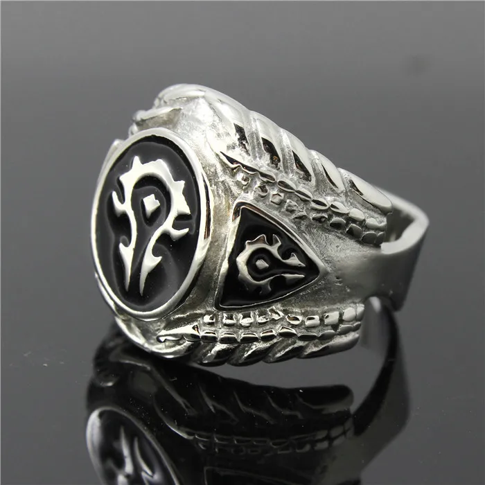 Mens Boys 316L Stainless Steel Cool Punk Gothic World of Warcraft WOW Alliance Ring Game