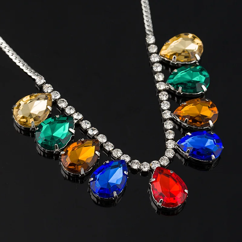 2015 new short accessories luxury gem women crystal  chain necklace for women #N033