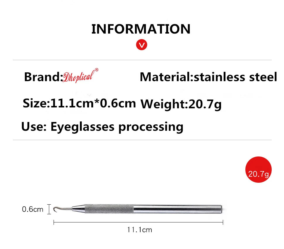 Brillenhaken aus Edelstahl, Werkzeug zur Brillenverarbeitung für Brillengeschäfte von dhoptical – Detail 2