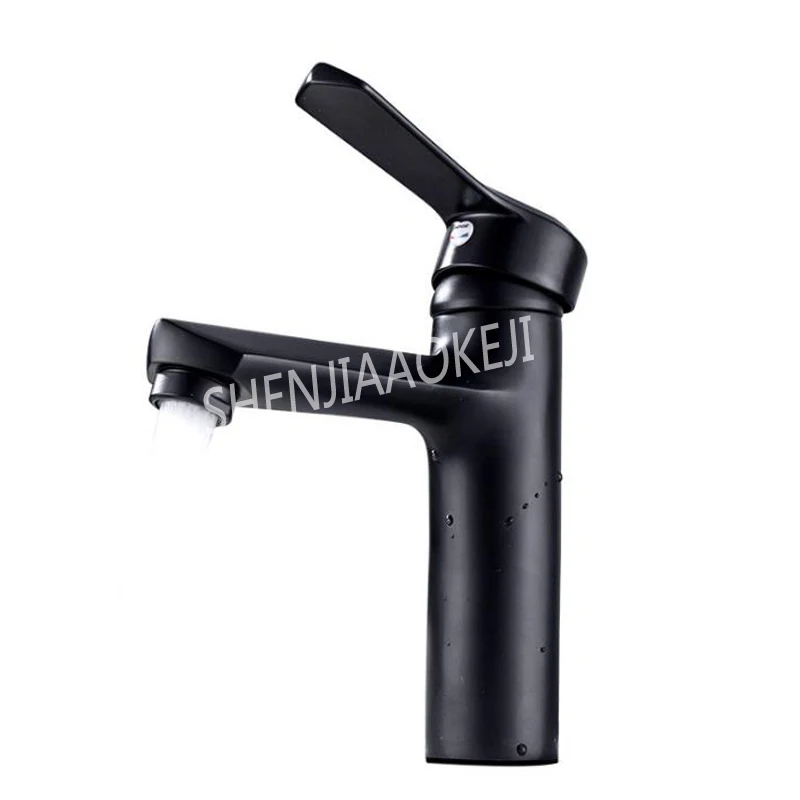 water Faucet Black hot and cold two-tube bathroom basin faucet washbasin single handle water faucet 1pc